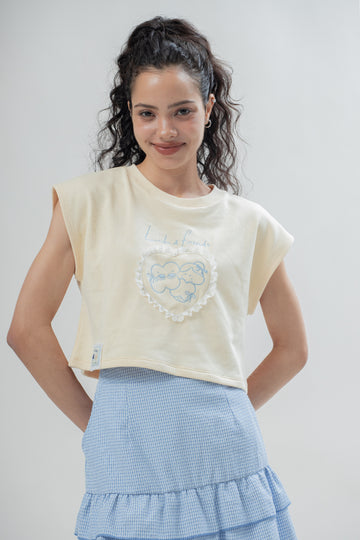LULU & FRIENDS Lace Embroidery Tee (Beige)