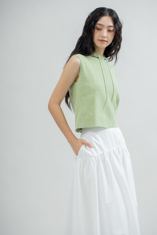 Hooded Sleeveless Knit Top (Green)