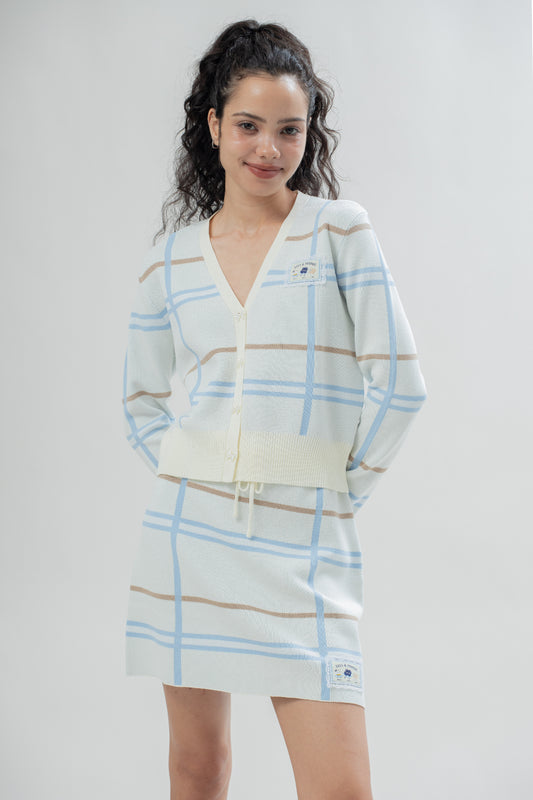 LULU & FRIENDS Preppy Plaid Cardigan (Beige Stripes)