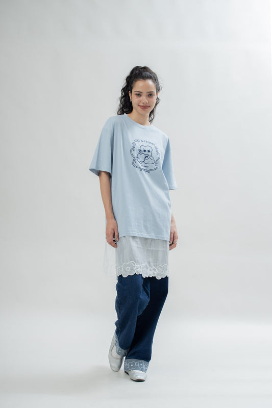 LULU & FRIENDS Emblem Embroidery Tee (Light Blue)