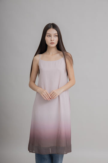 Gradient Sheer Strap Long Dress (Pink Gradient)