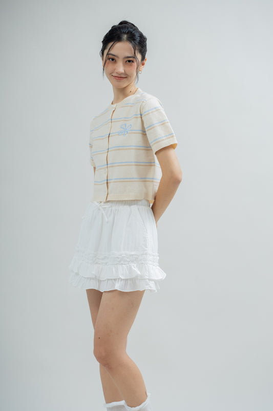 LULU Ruffled Tiers Drawstring Skirt (Ivory)