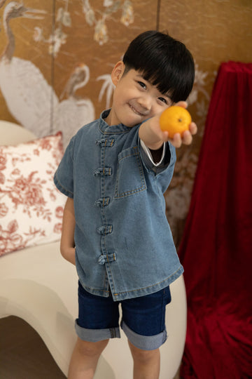 Kids Denim Pocket Tang Suit (Washed Denim)