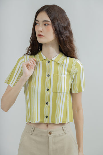 Cassia Stripes Knit Short Sleeve (Green Mix)