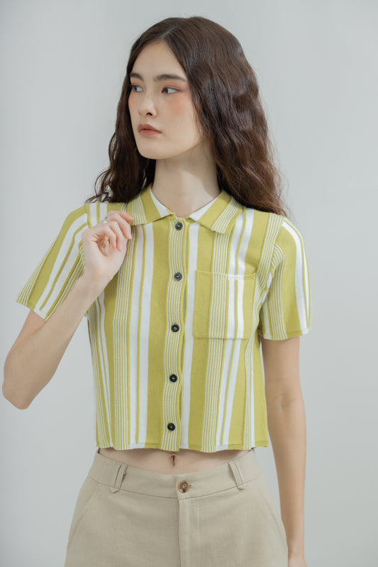 Cassia Stripes Knit Short Sleeve (Green Mix)