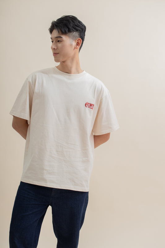 LULU Love Is The Answer Printed Oversize Tee (Beige)