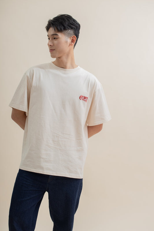 LULU Love Is The Answer Printed Oversize Tee (Beige)