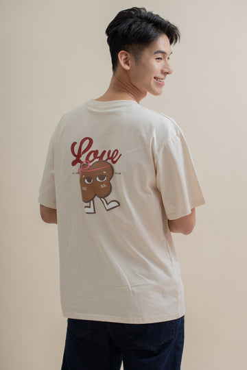 LULU Love Is The Answer Printed Oversize Tee (Beige)