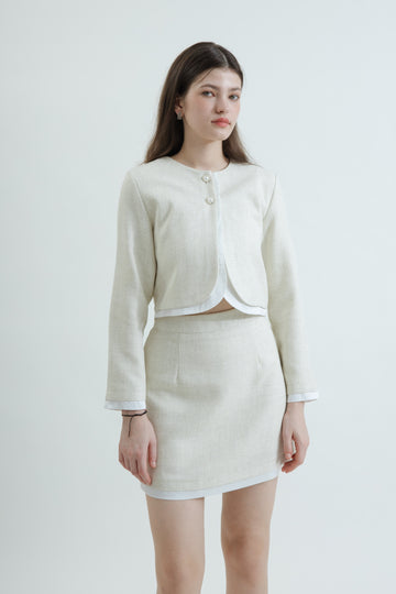 Gemma Double Layered Tweed Blazer (Beige Mix)