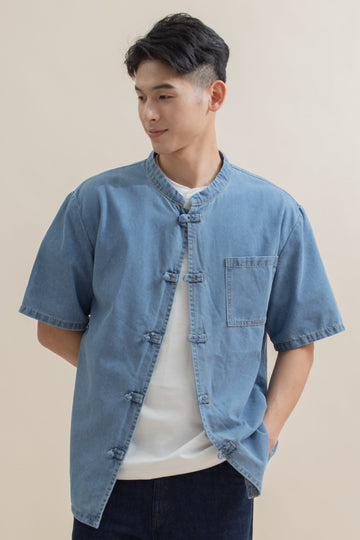 Men Denim Pocket Tang Suit (Washed Denim)