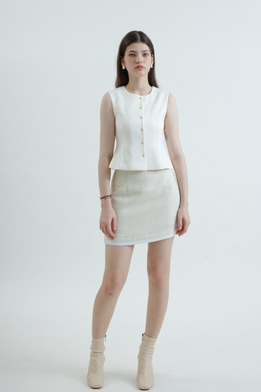 Polly Princess Cut Sleeveless Vest (White)