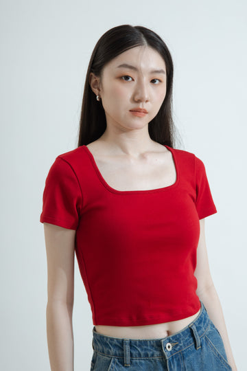 Basic Square Neck Short Sleeve Tee