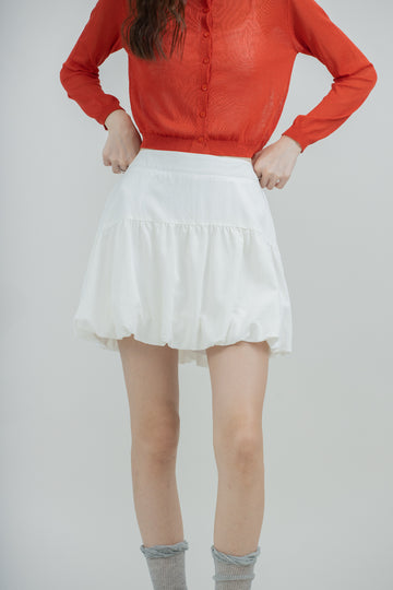 Puffy Cut & Sew Short Skirt (Ivory)