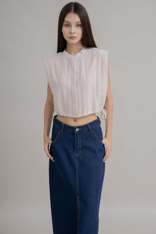 Lightweight Drawstring Hem Top (Pink)