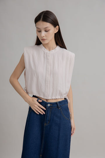 Lightweight Drawstring Hem Top (Pink)