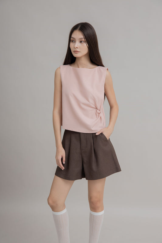 Sleeveless Side Scrunched Top (Pink)