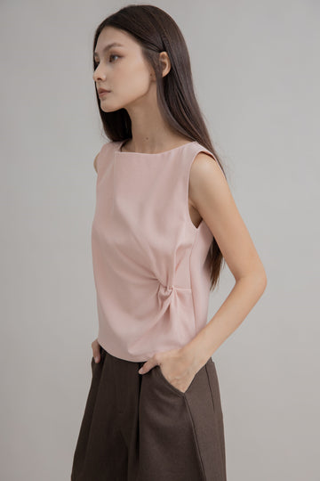 Sleeveless Side Scrunched Top (Pink)