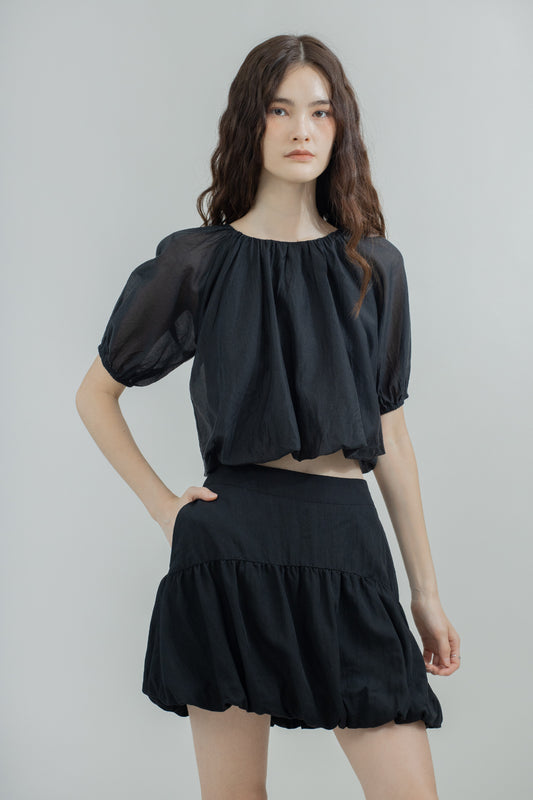 Puffy Cut & Sew Short Skirt (Black)