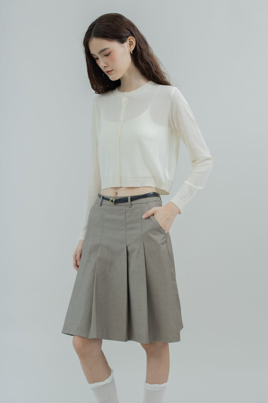 Elowra Sheer Knit Cardigan (Off White)