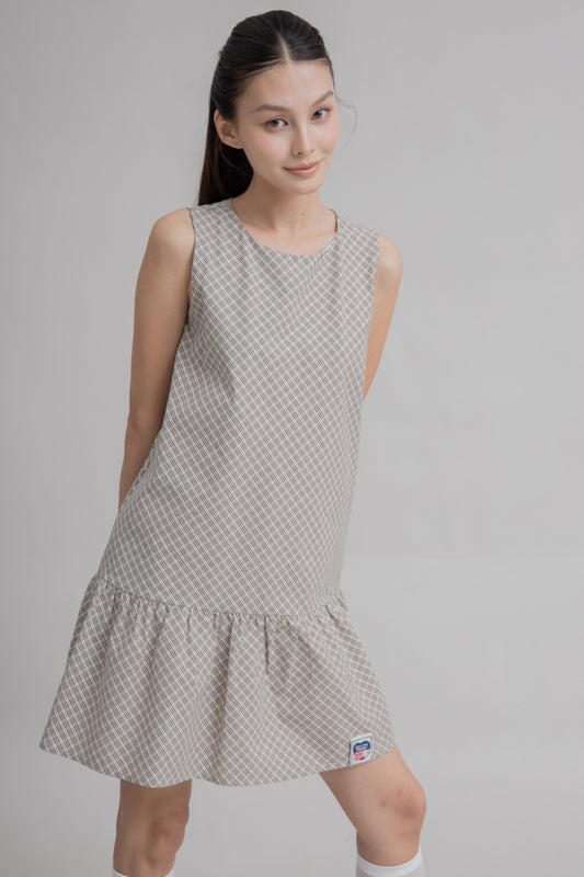 LULU Plaid Sleeveless Dress (Brown Plaid)
