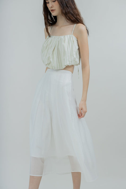 Cloudlight Pleated Long Skirt (Ivory)