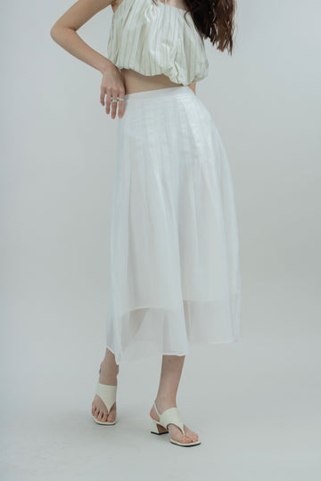 Cloudlight Pleated Long Skirt (Ivory)