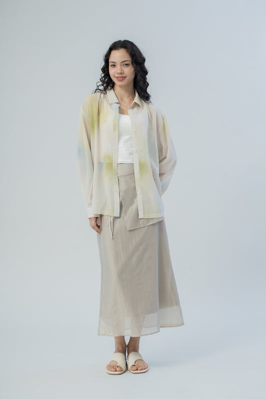 Ombré Gradient Long Sleeve Blouse (Green Gradient)