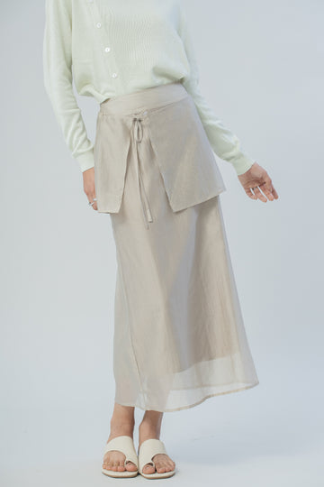 Tencel Overlay Long Skirt (Light Grey)