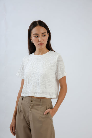 Textured Crop Top (Ivory)