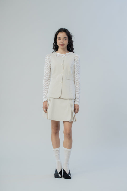 Saffron Square Neck Tailored Vest (Khaki)