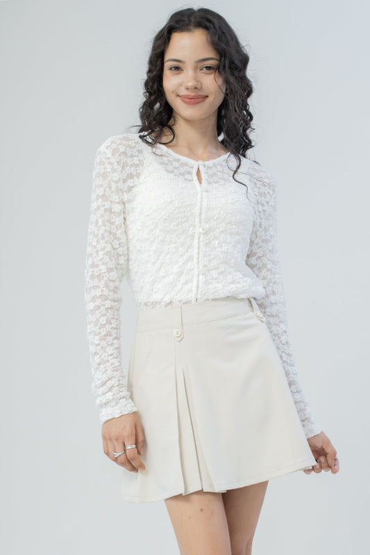 Camelia Button Lace Long Sleeve (Ivory)