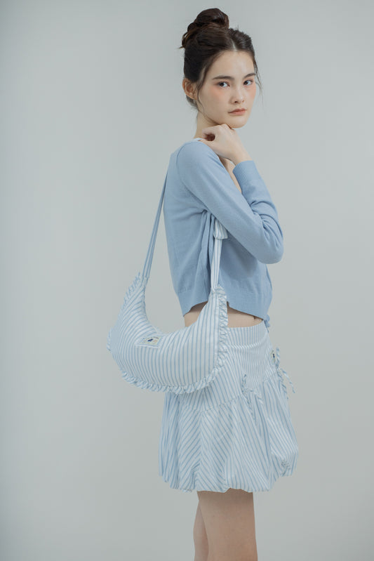 LULU & FRIENDS Stripes Ruffled Edge Bag (Blue Stripes)