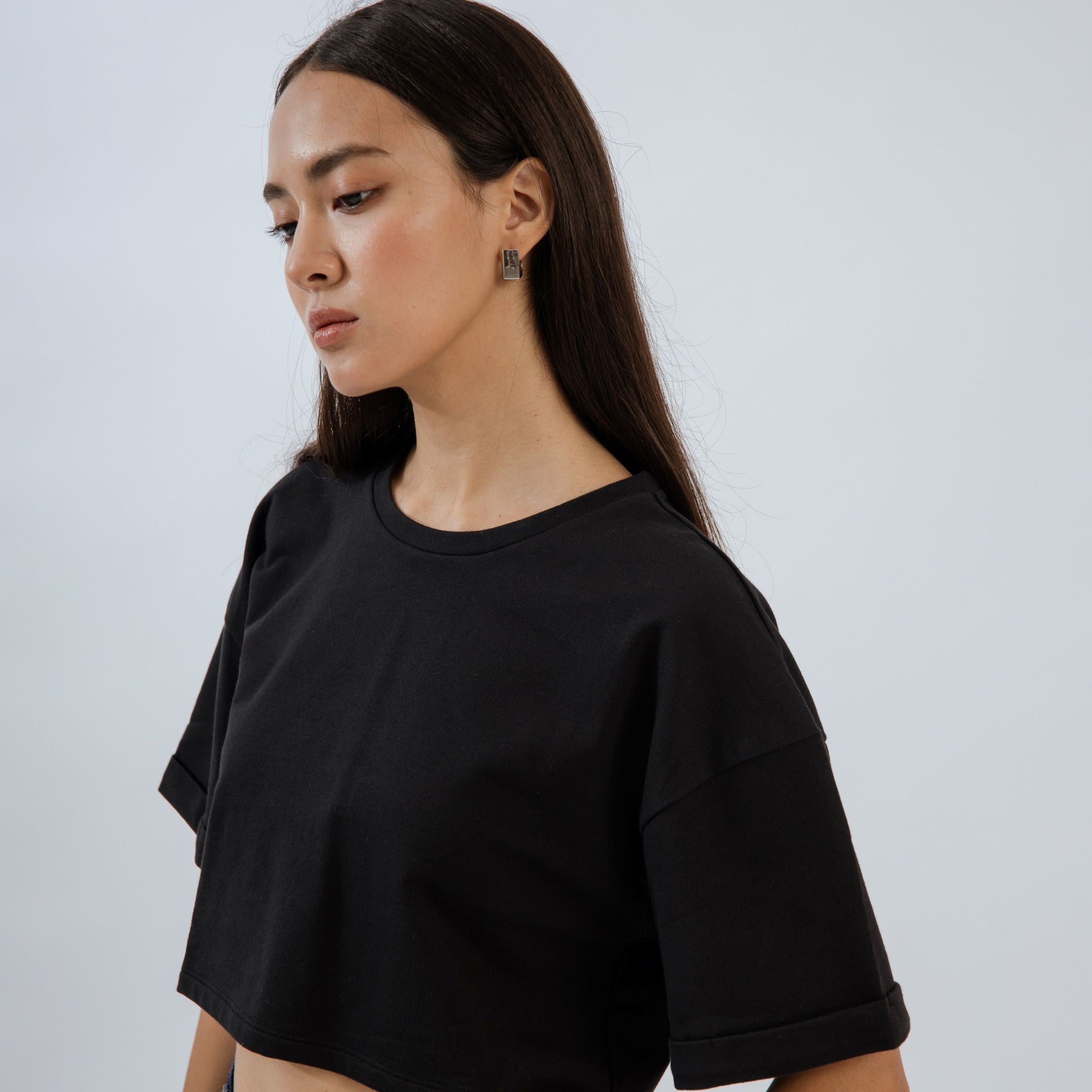 Basic Drop Shoulder Crop Tee