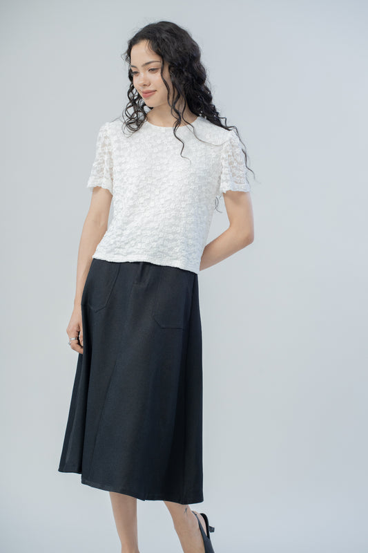 Gionna Mid-Length Flared Skirt (Black)