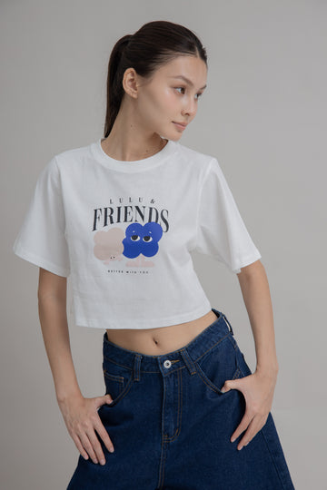LULU & FRIENDS Crop Print Tee  (Ivory)