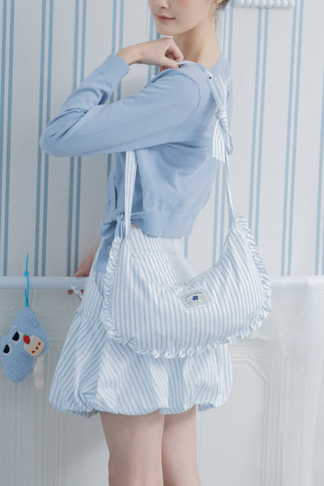 LULU & FRIENDS Stripes Ruffled Edge Bag (Blue Stripes)