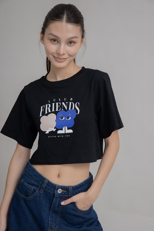 LULU & FRIENDS Crop Print Tee (Black)