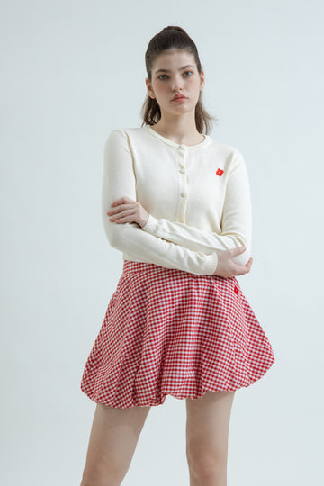 LULU Flower Embroidery Knit Cardigan (Beige)