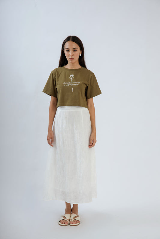 A Sensitive Soul With A Warrior Spirit Crop Tee (Olive Green)