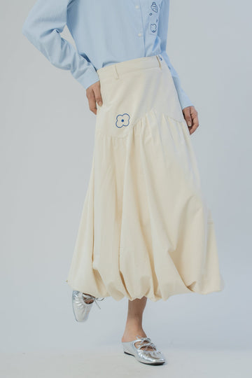 LULU Textured Puffy Long Skirt (Beige)