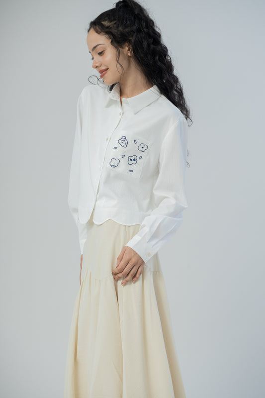 LULU & FRIENDS Scallop Hem Long Sleeve (Ivory)
