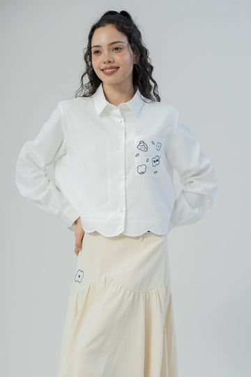 LULU & FRIENDS Scallop Hem Long Sleeve (Ivory)