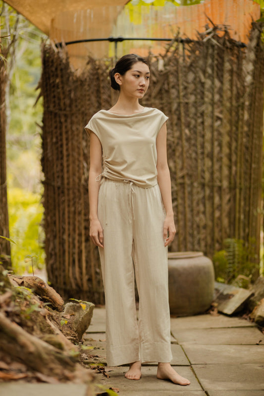 Casual Drawstring Pants (Bone)
