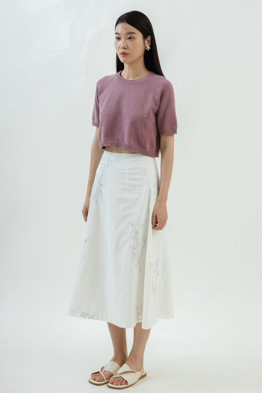 Raglan Round Neck Knit Top (Dusty Rose)