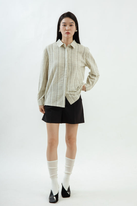 Boyfriend Textured Shirt (Striped)
