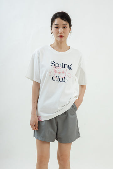LULU Spring Cub Embroidery Oversize Tee (White)