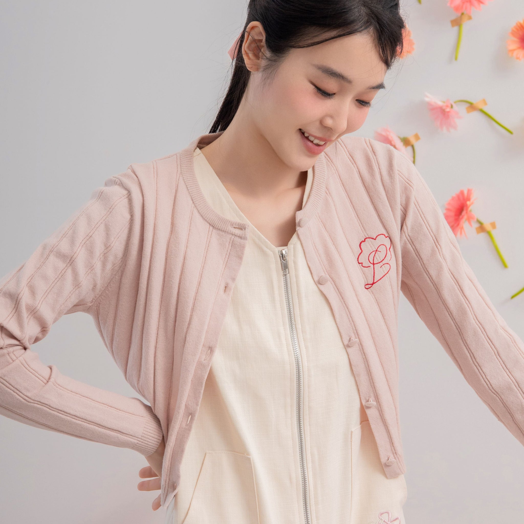 LULU Spring Club Knit Cardigan (Pink)