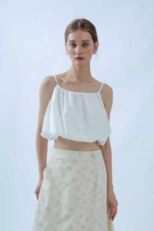 Puffy Spaghetti Strap Top (Ivory)