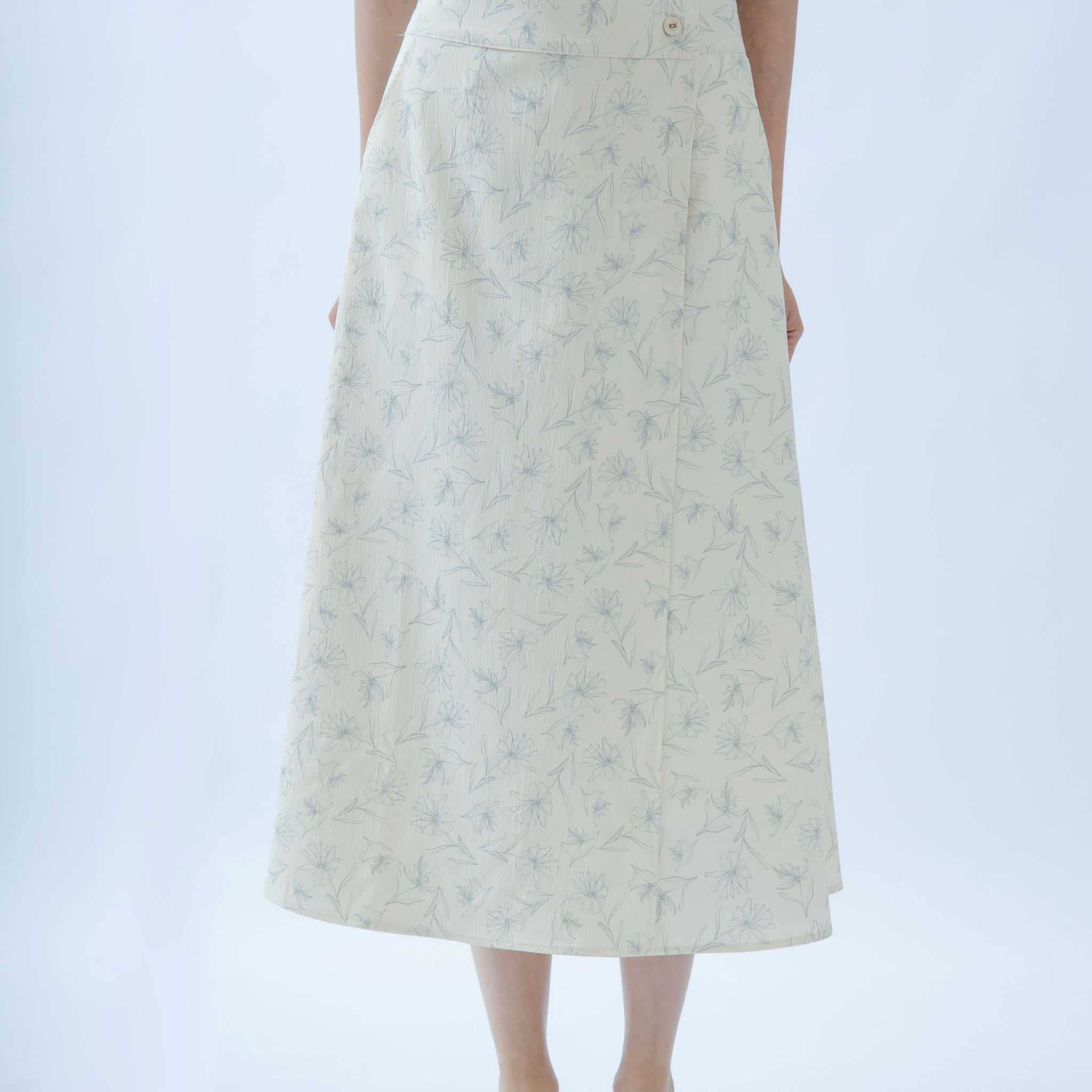Meadow Overlap Long Skirt (Beige)