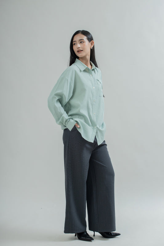 Folded Pocket Long Sleeve Shirt (Green)